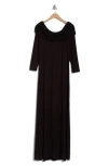 Renee C Off The Shoulder Long Sleeve Maxi Dress In Black