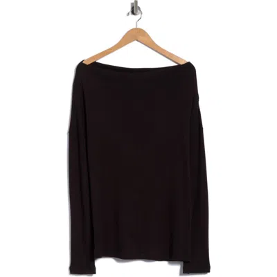 Renee C Off The Shoulder Rib Knit Long Sleeve Top In Black