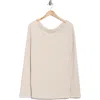 Renee C Off The Shoulder Rib Knit Long Sleeve Top In Neutral
