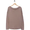 Renee C Off The Shoulder Rib Knit Long Sleeve Top In Brown