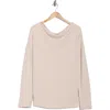 Renee C Off The Shoulder Rib Knit Long Sleeve Top In Neutral