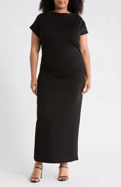 Renee C Off The Shoulder Ruched Dress In Black