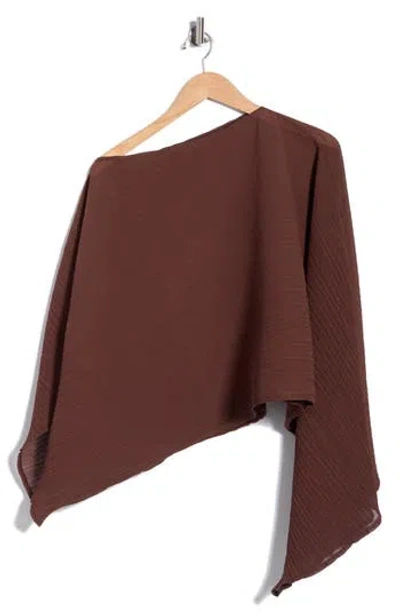 Renee C Off-the-shouldered Asymmetric Poncho Top In Brown