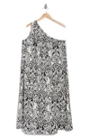 Renee C One-shoulder Midi Dress In Black/white