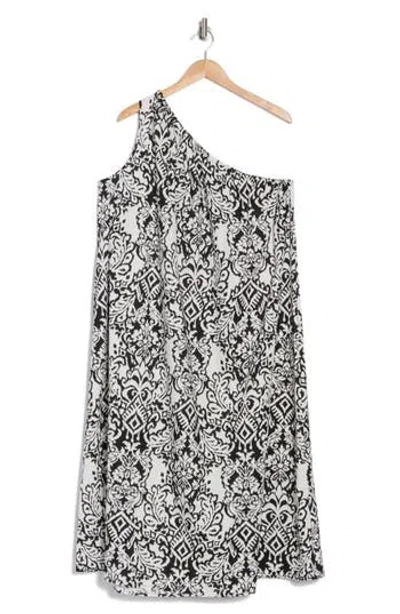 Renee C One-shoulder Midi Dress In Black/white