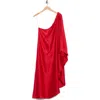 Renee C One-shoulder Satin Dress In Red