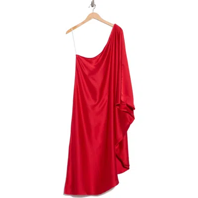Renee C One-shoulder Satin Dress In Red