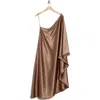 Renee C One-shoulder Satin Dress In Brown