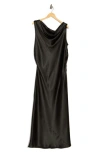 Renee C One-shoulder Satin Maxi Dress In Black