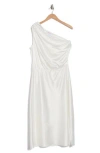 Renee C Women's Satin One Shoulder Midi Dress In Ivory