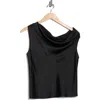 Renee C One-shoulder Satin Tank In Black