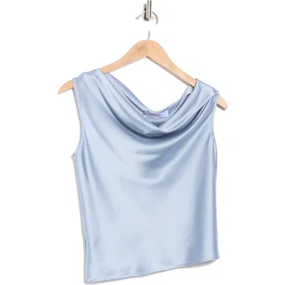 Renee C One-shoulder Satin Tank In Blue