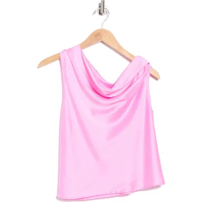 Renee C One-shoulder Satin Tank In Pink