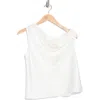 Renee C One-shoulder Satin Tank In White