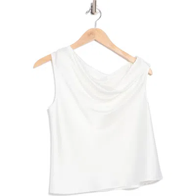 Renee C One-shoulder Satin Tank In White