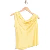 Renee C One-shoulder Satin Tank In Yellow