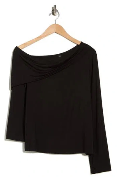 Renee C One-shoulder Stretch Modal Top In Black