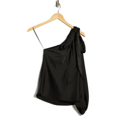 Renee C One-shoulder Tie Top In Black