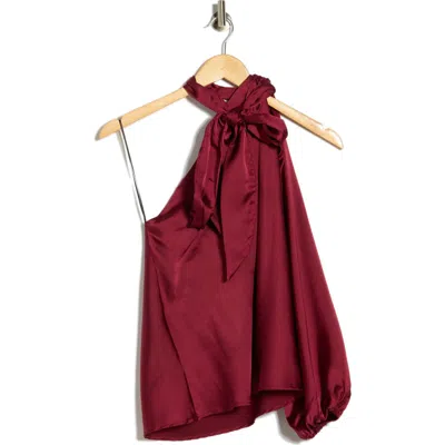 Renee C One-shoulder Tie Top In Burgundy