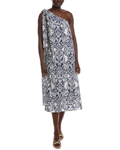Renee C One-shoulder Midi Dress In Navy
