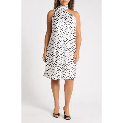 Renee C One-shoulder Polka Dot Dress In White