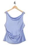 Renee C Open Back Ruched Sleeveless Satin Top In Purple