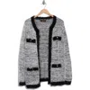 Renee C Open Front Fuzzy Knit Cardigan In Black