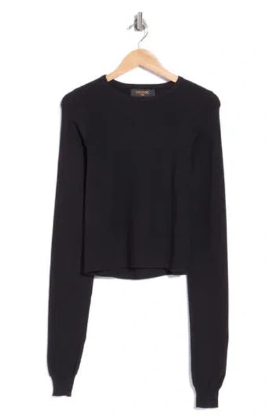 Renee C Open Sleeve Rib Knit Crewneck Sweater In Black