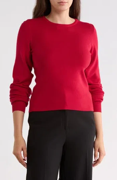 Renee C Open Sleeve Rib Knit Crewneck Sweater In Red