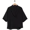 Renee C Oversize Elbow Length Sleeve Top In Black