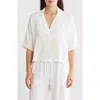 Renee C Oversize Short Sleeve Popover Top In White