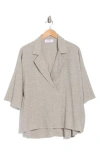 Renee C Oversize Stripe Cotton Blend Top In Grey