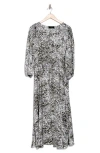 Renee C Women's Abstract Print Blouson Midi Dress In Charcoal