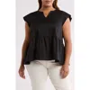 Renee C Poplin Peplum Top In Black