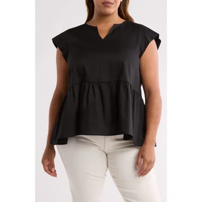 RENEE C RENEE C PEPLUM POPLIN TOP