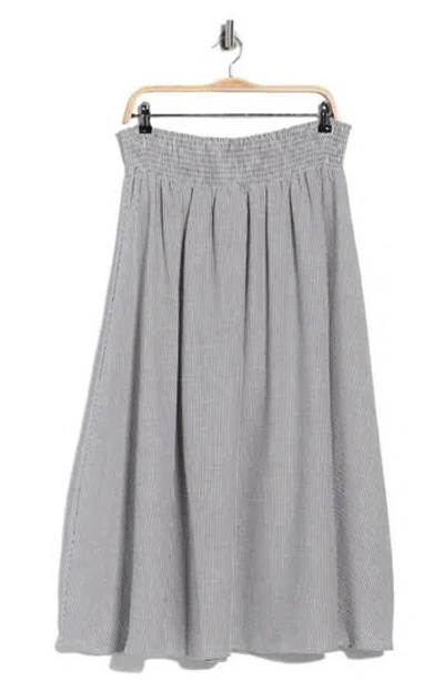 Renee C Pinstripe Smocked Waist Cotton Blend Skirt In Gray