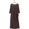Renee C Plaid Boat Neck Maxi Dress In Gray