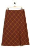 Renee C Plaid Knit A-line Skirt In Brown