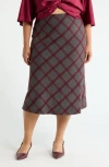Renee C Plaid Knit A-line Skirt In Gray
