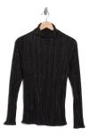 Renee C Plissé Funnel Neck Top In Black
