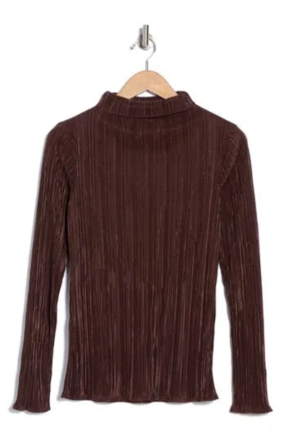 Renee C Women's Plisse Mockneck Top In Brown