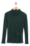 Renee C Plissé Funnel Neck Top In Olive
