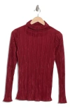 Renee C Plissé Funnel Neck Top In Wine
