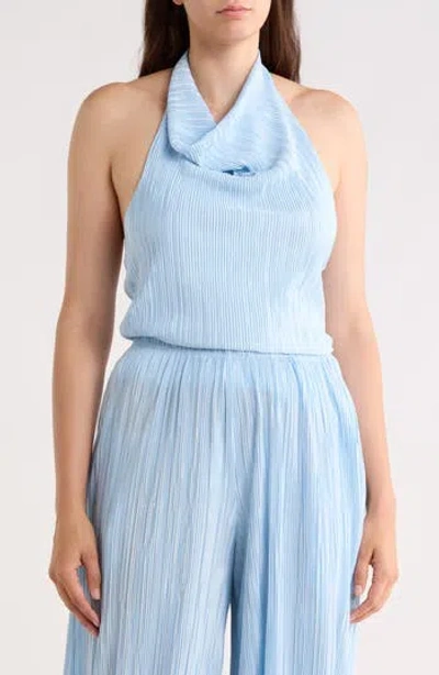 Renee C Plisse Halter Top In Blue
