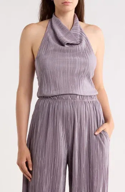 Renee C Plisse Halter Top In Purple