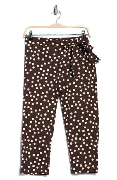 Renee C Polka Dot Capri Pants In Brown