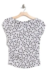 Renee C Polka Dot Cowl Neck Cap Sleeve Jersey Top In Multi