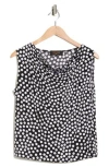 Renee C Polka Dot Cowl Neck Sleeveless Crop Top In Black