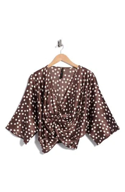 Renee C Polka Dot Front Twist Top In Animal Print