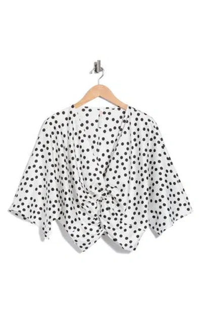 Renee C Polka Dot Front Twist Top In Multi